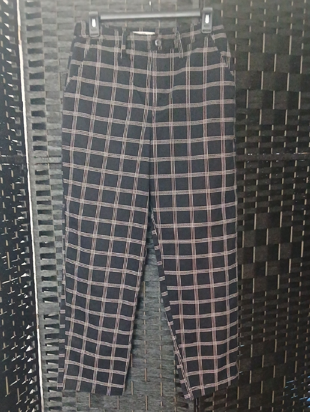 Vans Womens Breanna Plaid Check Relaxed Pleated Pants Black SZ 26